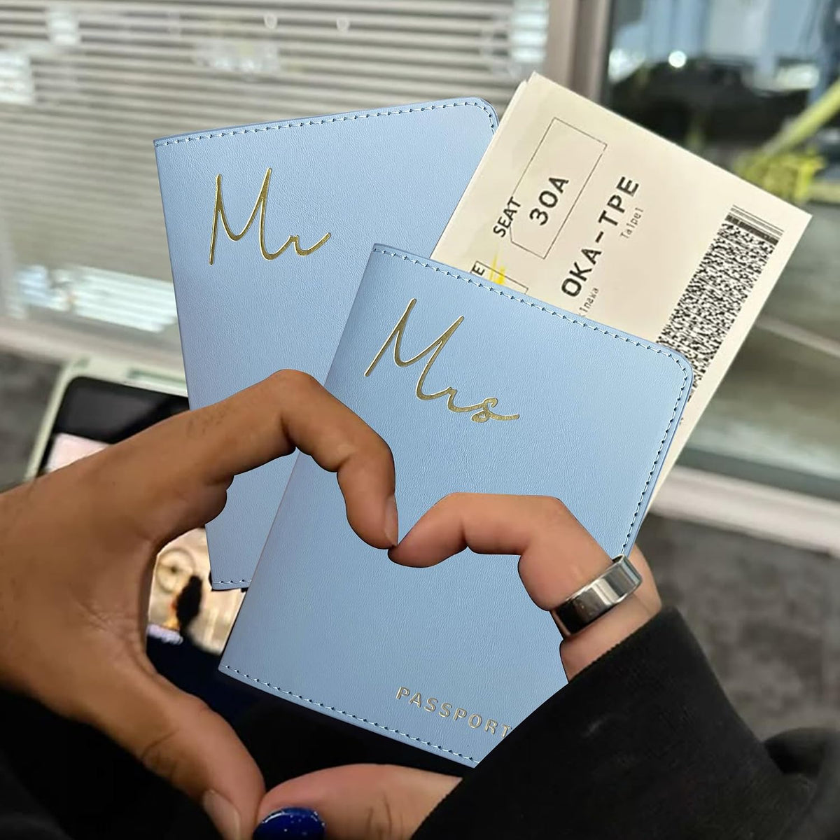 Mr&Mrs Gifts Matching Passport Covers for Mr and Mrs Honeymoon Essentials