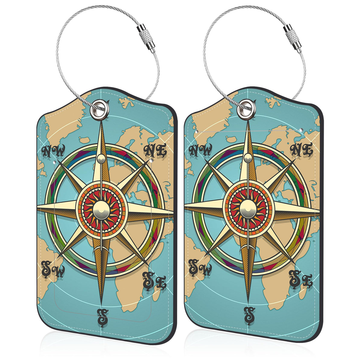 Mesmerizing Mountain Lake Scenery Luggage Tag for Suitcase 2 Pack Leather Luggage Tag with Privacy Flap Name ID Label and Metal Loop for Women Men Travel