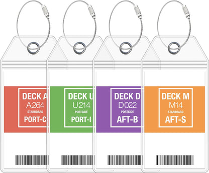Cruise On Carnival & Seabourn Luggage Tag Holders (4 Pack), Clear, Durable