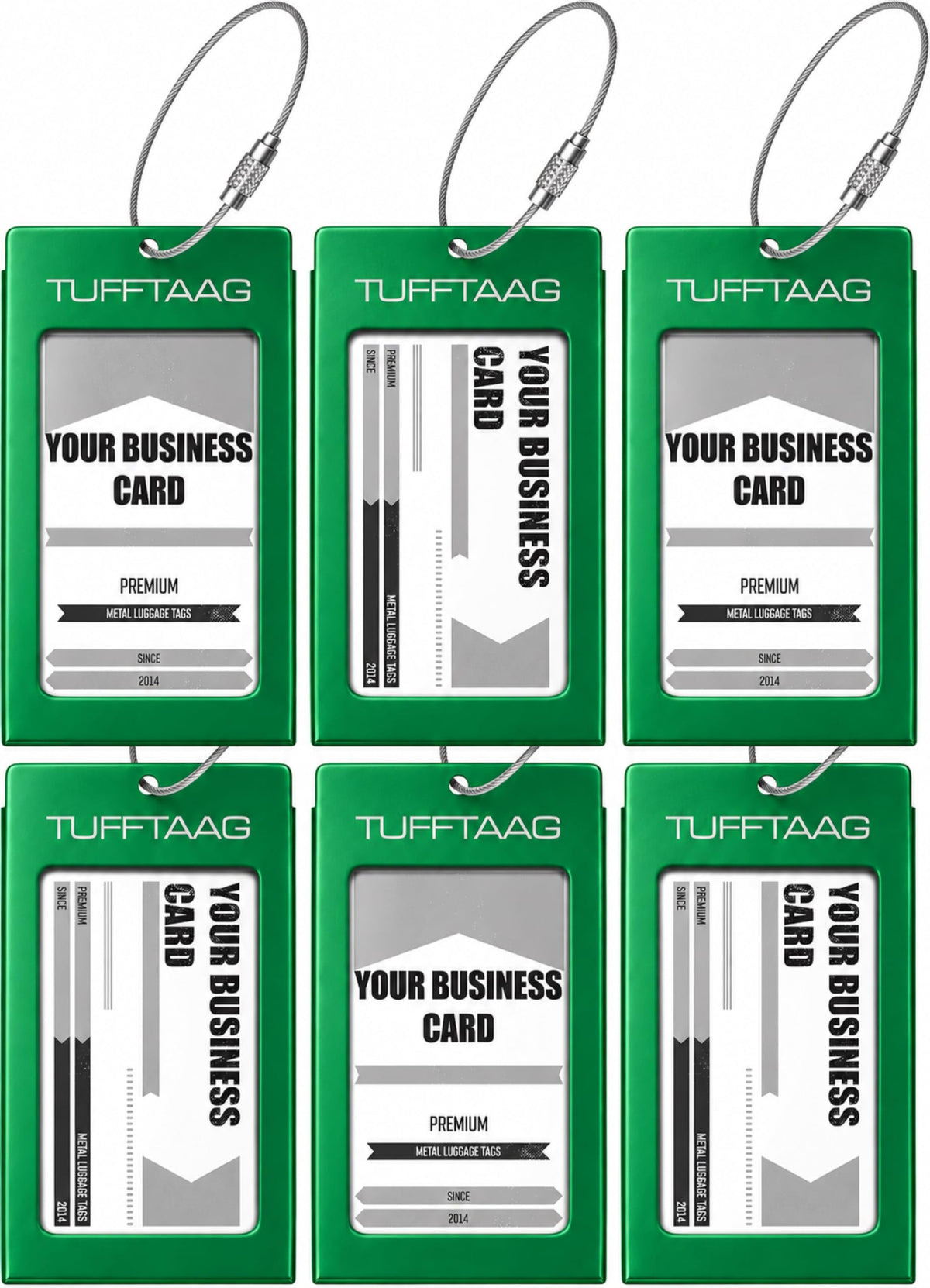 Luggage Tags Business Card Holder by TUFFTAAG - Durable Travel ID Bag Tag, Gunmetal, 2 Tags