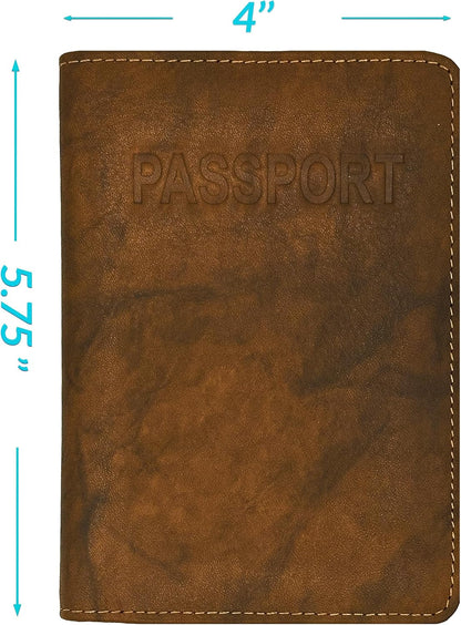 Antique Saddle Genuine Leather RFID Passport Cover