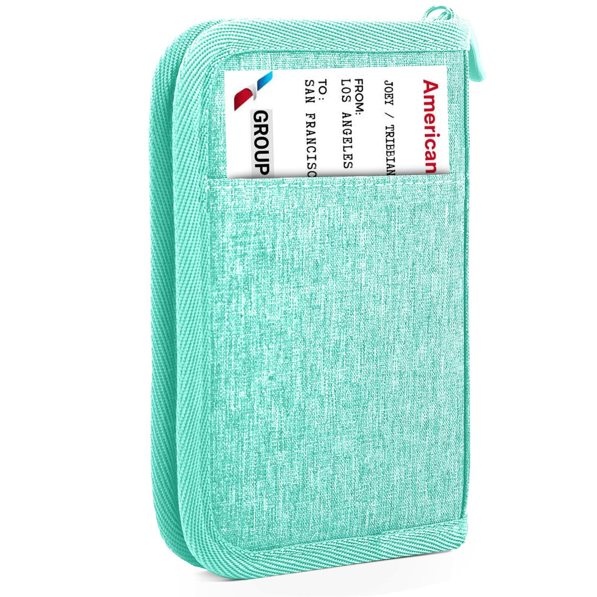 Passport Holder Family RFID Travel Document Organizer for Women Waterproof Passport Wallet Men Portable Case for Cards, Boarding Pass, ID, Money, Tickets with Zipper