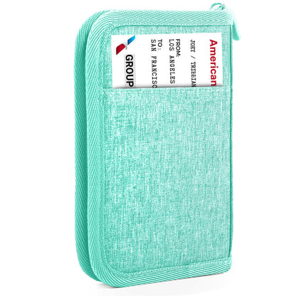 Passport Holder Family RFID Travel Document Organizer for Women Waterproof Passport Wallet Men Portable Case for Cards, Boarding Pass, ID, Money, Tickets with Zipper