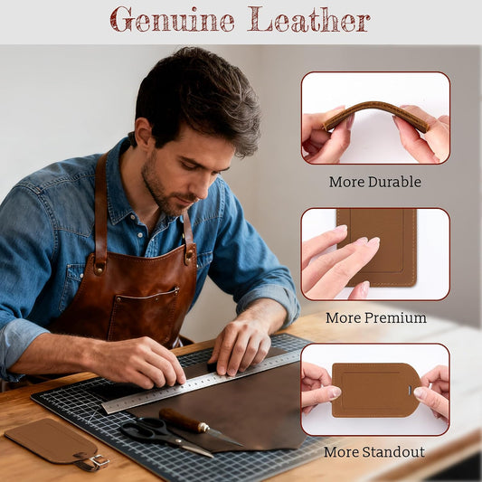 Airkit 2 Pack Genuine Leather Luggage Tags, TSA Approved Suitcase Tags