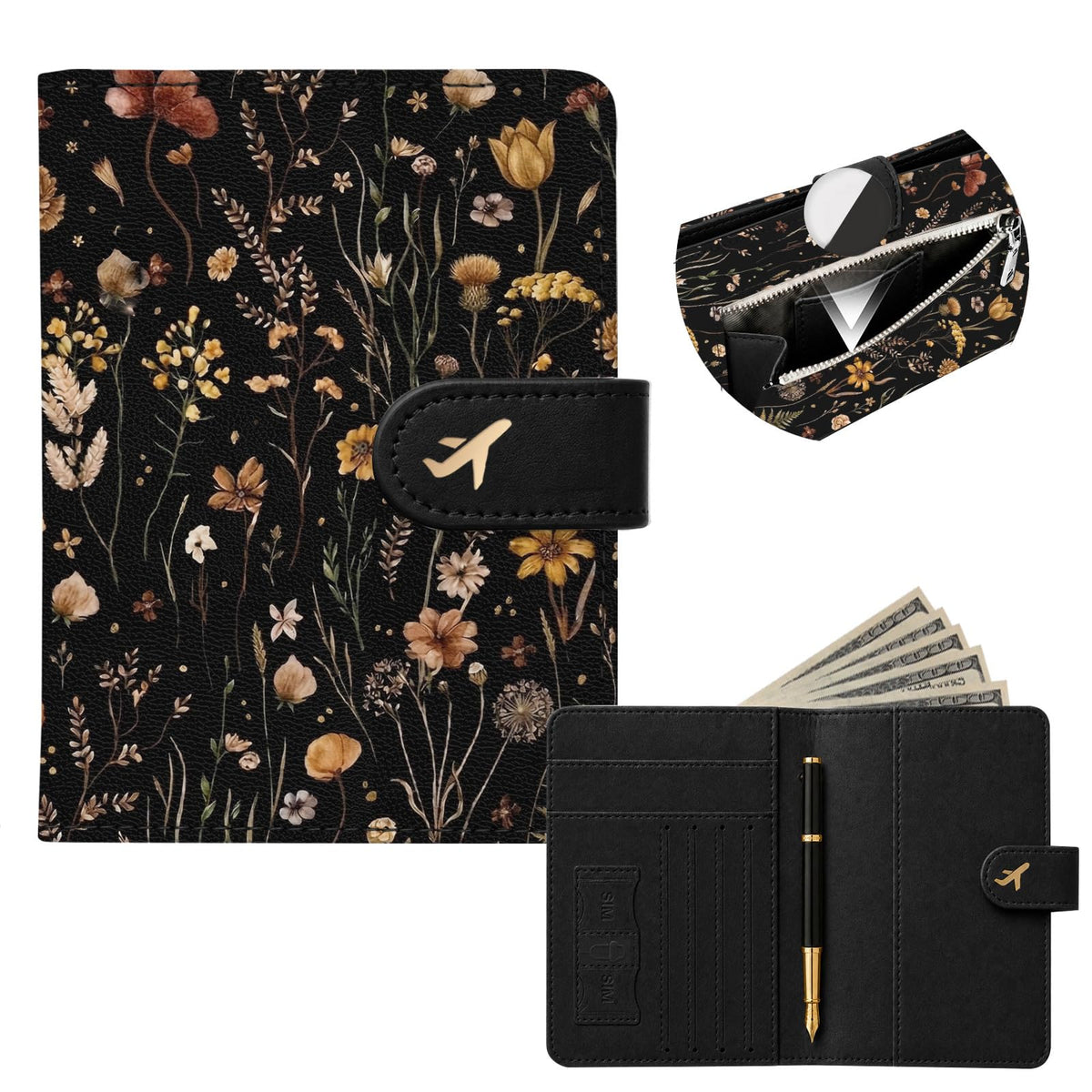 RFID Passport Holder with Tracker Slot, Leather Travel Wallet