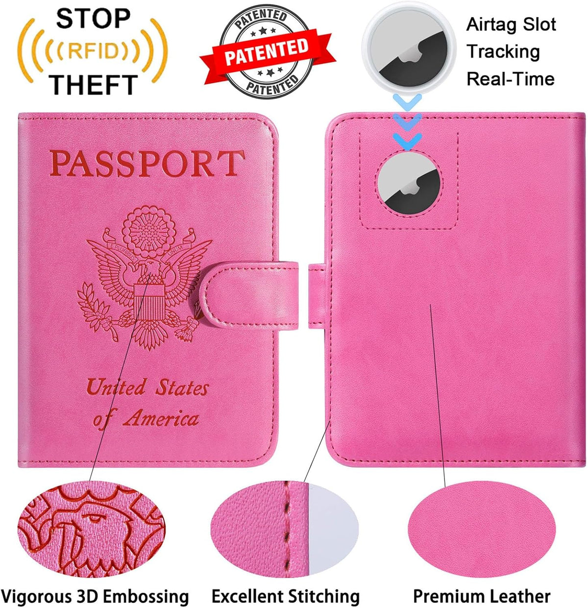 Airtag Passport Holder Cover Wallet RFID Blocking, Travel Essentials