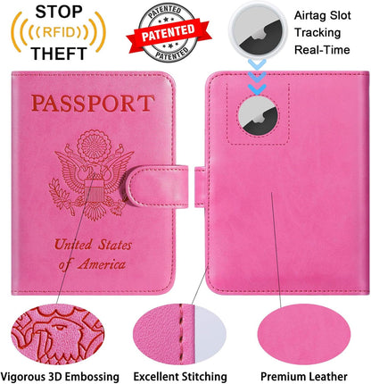 Airtag Passport Holder Cover Wallet RFID Blocking, Travel Essentials