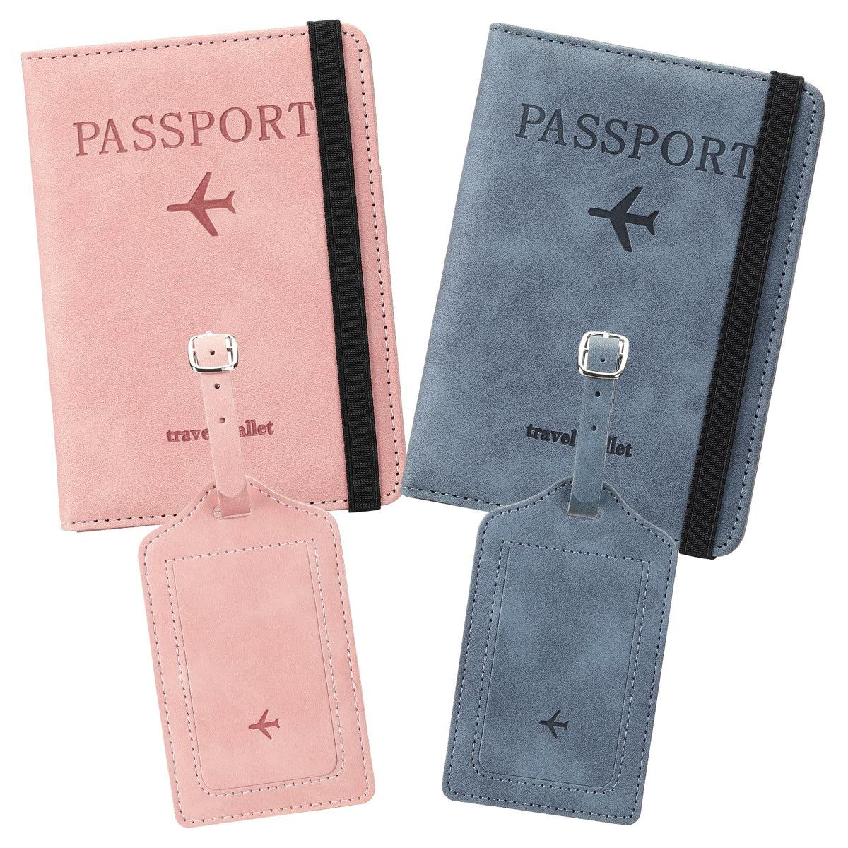 RNIEGA 2 Set Passport Covers Holder for Travel Leather Rfid Passport Wallets Holder for Mr and Mrs