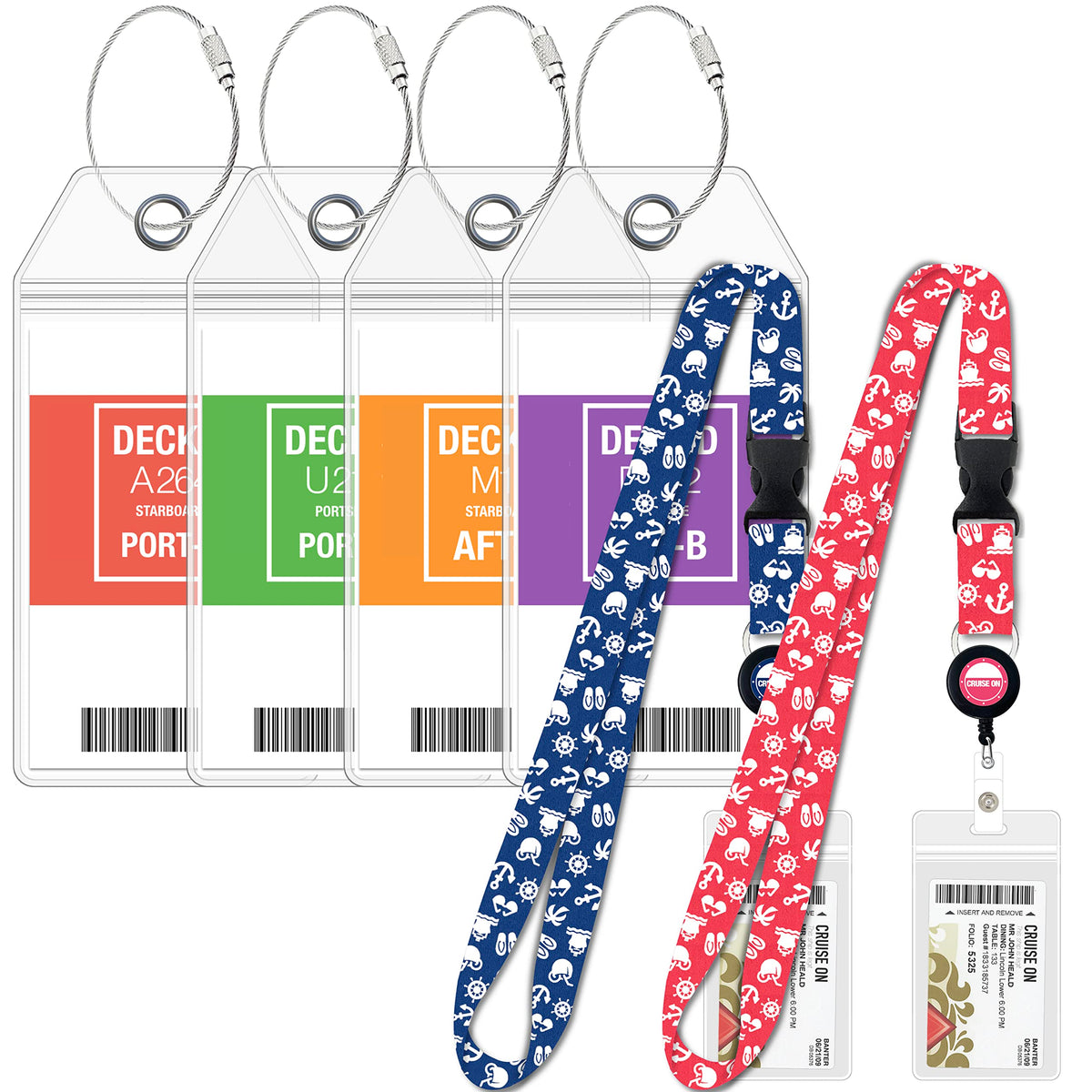 Cruise On Carnival & Seabourn Luggage Tag Holders (4 Pack), Clear, Durable