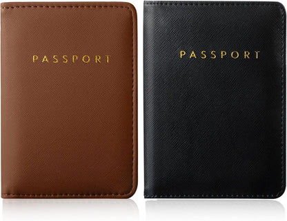 Frienda 2 Pcs Passport Holder Covers Waterproof Leather