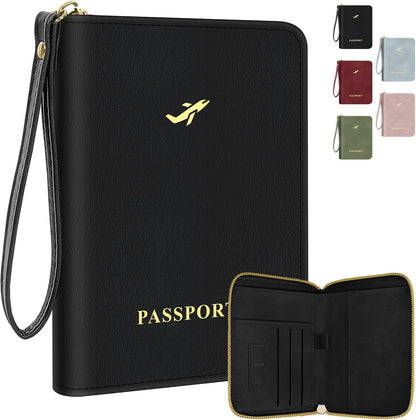 KONVINIT Black Passport Holder For Travel, Passport Cover For Women & Men