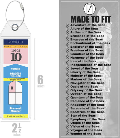 Cruise On Royal Caribbean Luggage Tag Holders (4 Pack), Clear & Waterproof