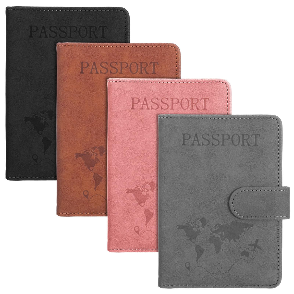 8 Pack Passport Holder for Travel, Passport Wallet Cover Case Waterproof RFID Blocking Passports Holders with Pen Holder Travel Must Haves Accessories, Passports Book Holders for Women and Men