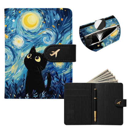 RFID Passport Holder with Tracker Slot, Leather Travel Wallet