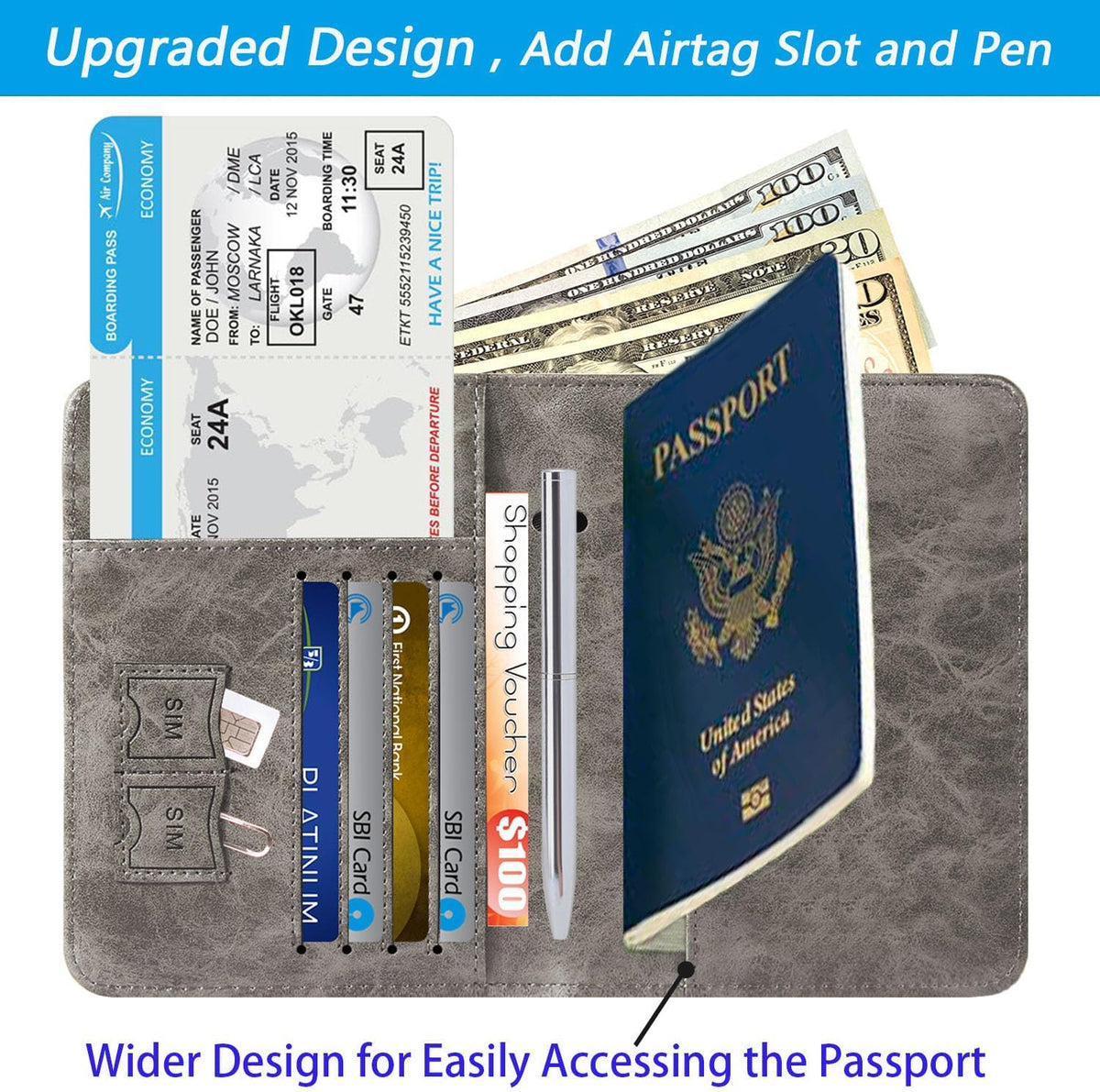 Airtag Passport Holder, Travel Essentials, Passport Cover, RFID Wallet