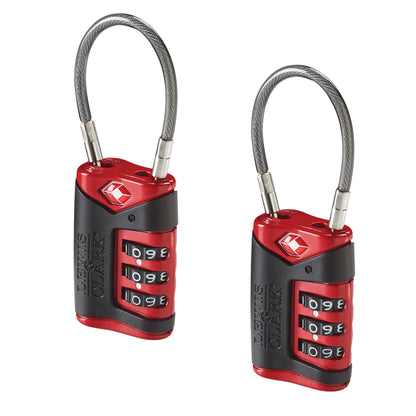Lewis N. Clark TSA Approved Luggage Lock + Steel Cable for Suitcase, Carry On, BackPack, Laptop Bag + Purse, Perfect For Airport, Hotel or Gym - Set + Reset Your Own Combo, Black