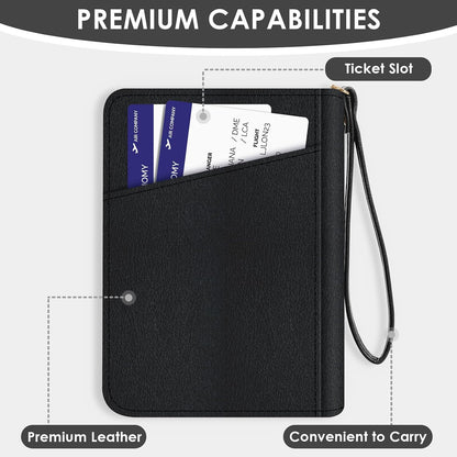 KONVINIT Black Passport Holder For Travel, Passport Cover For Women & Men