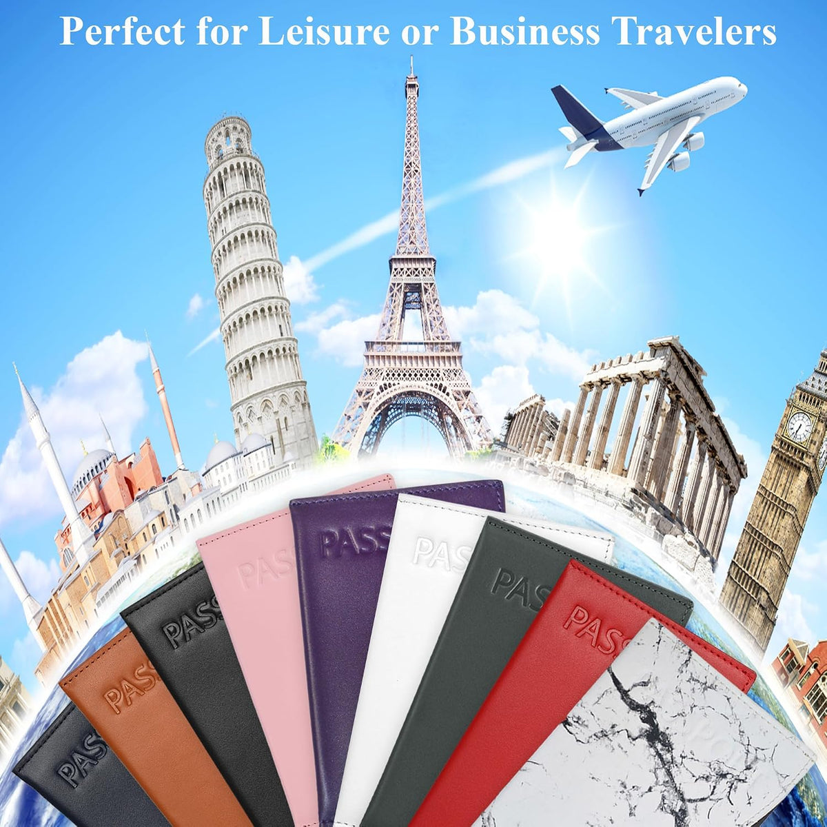 Alban RFID Passport Holder for Women & Men, Genuine Leather Passport Cover