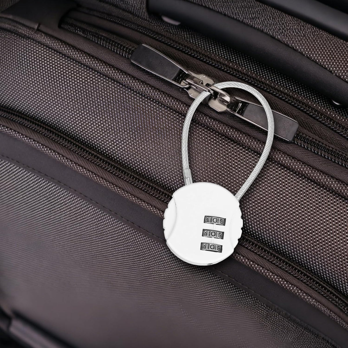 M METERXITY 3-Pack Combination Locker Lock, 3 Digit Round Shaped Padlock Gym Locks with Cable for Luggage/Suitcase/Backpack Zipper/Outdoor, Small Combo Lock [White]