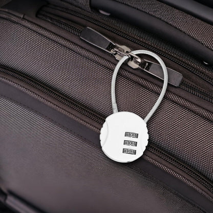 M METERXITY 3-Pack Combination Locker Lock, 3 Digit Round Shaped Padlock Gym Locks with Cable for Luggage/Suitcase/Backpack Zipper/Outdoor, Small Combo Lock [White]
