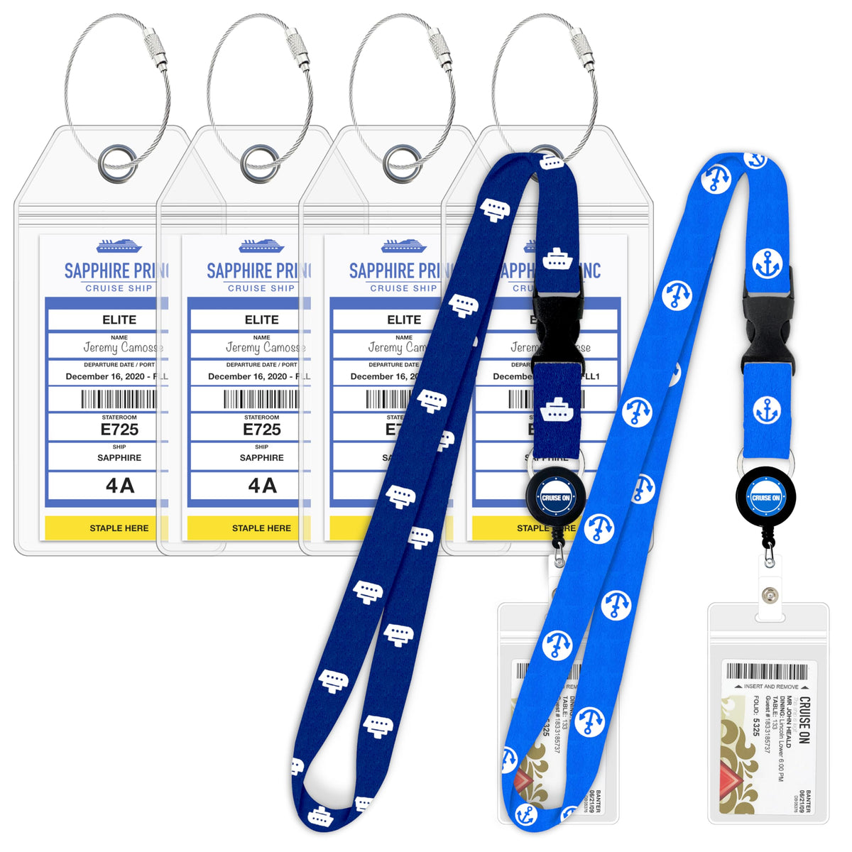 Cruise On Princess Luggage Tag Holders 4 Pack, Clear & Waterproof