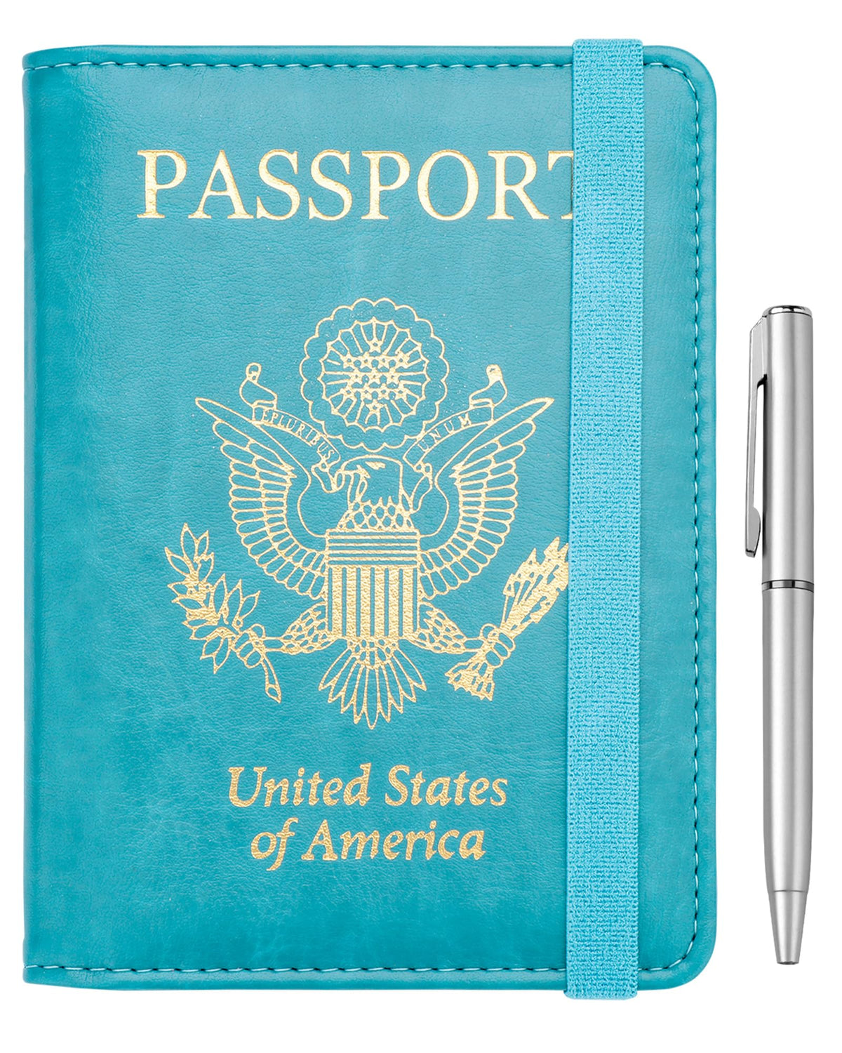 WALNEW Passport Holder for Travel, RFID Passport Cover Wallet for Women Men, PU Leather Passport Book Card Holder Case with Pen, Travelling Essentials for Flying