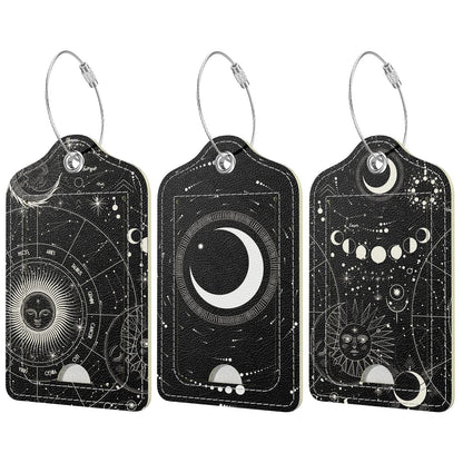 Rimilak 3 Pcs PU Leather Luggage Tags with Privacy Flap, Name ID Label