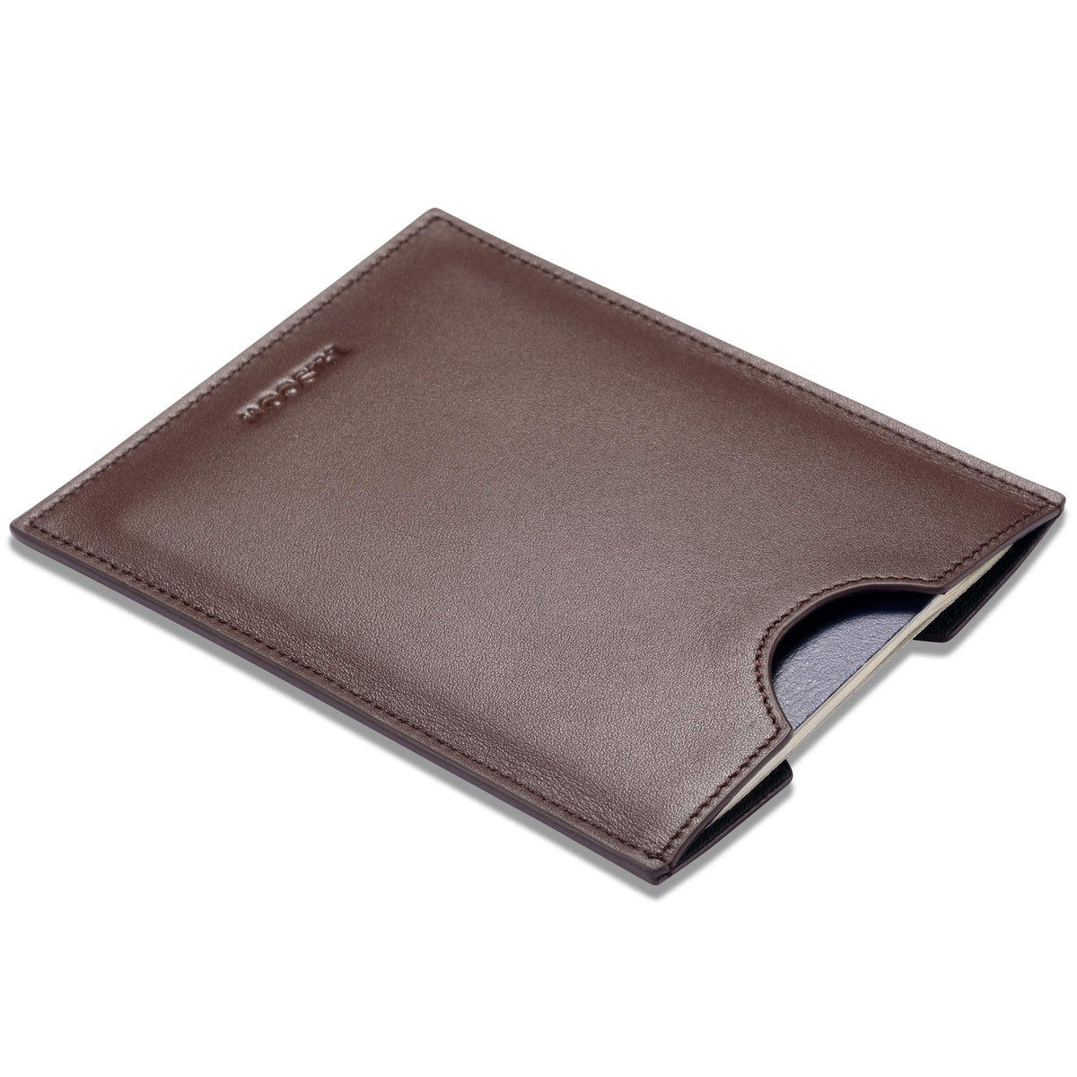 HISCOW Minimalist Leather Passport Sleeve, Slim Holder, Wine Red