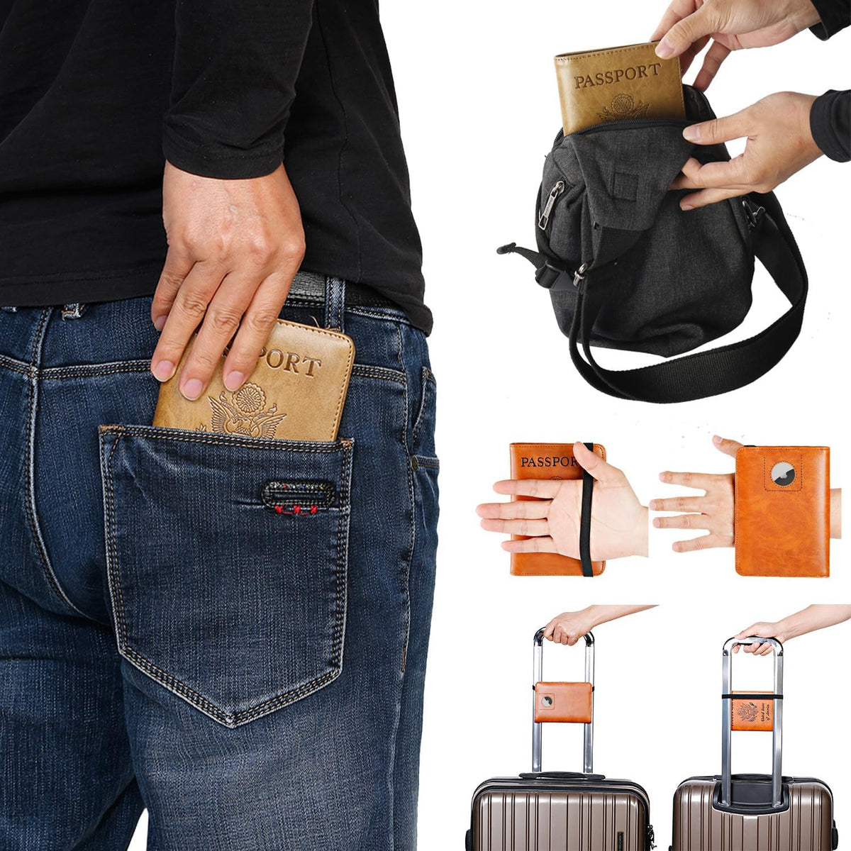 Airtag Passport Holder, Travel Essentials, Passport Cover, RFID Wallet