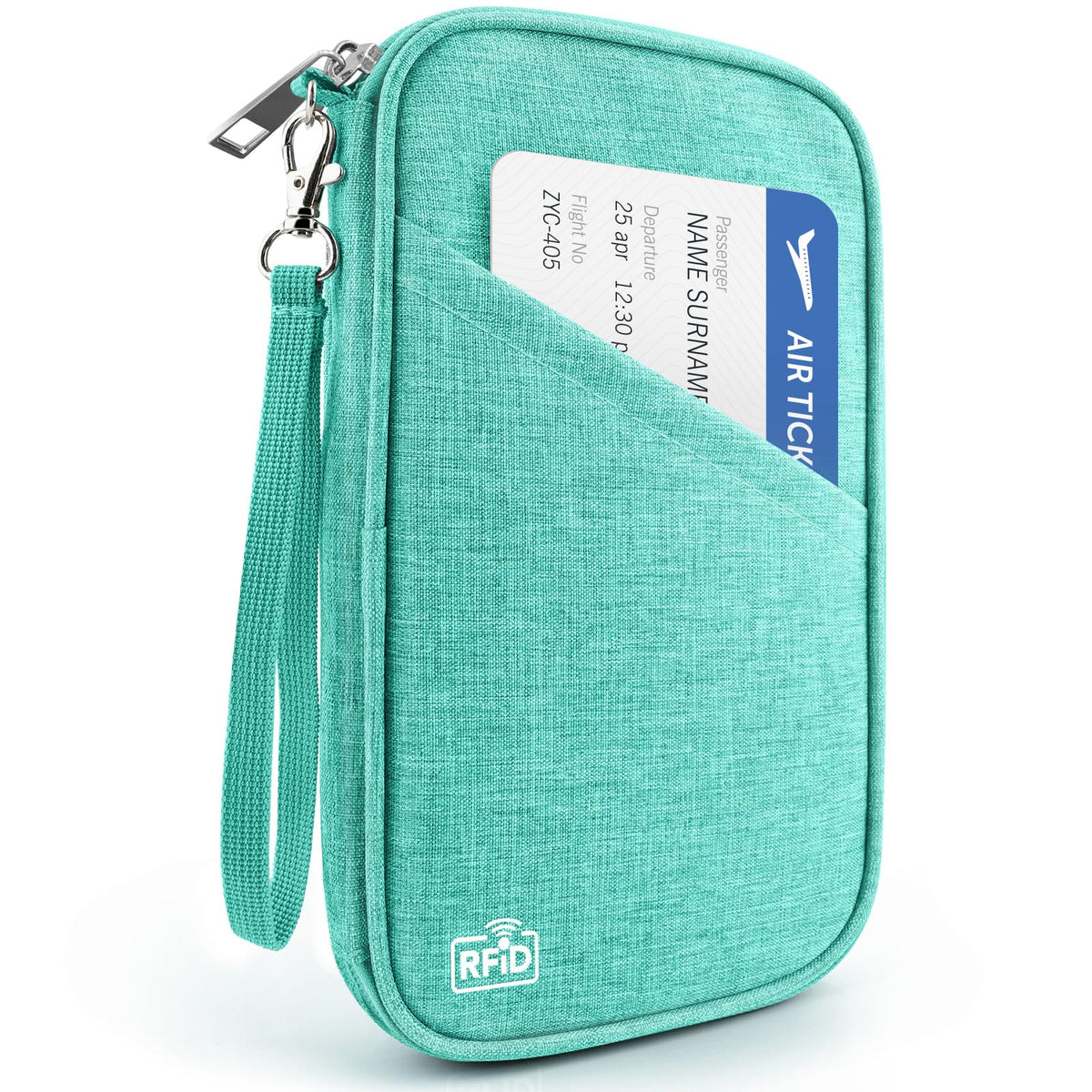 Passport Holder Family RFID Travel Document Organizer for Women Waterproof Passport Wallet Men Portable Case for Cards, Boarding Pass, ID, Money, Tickets with Zipper