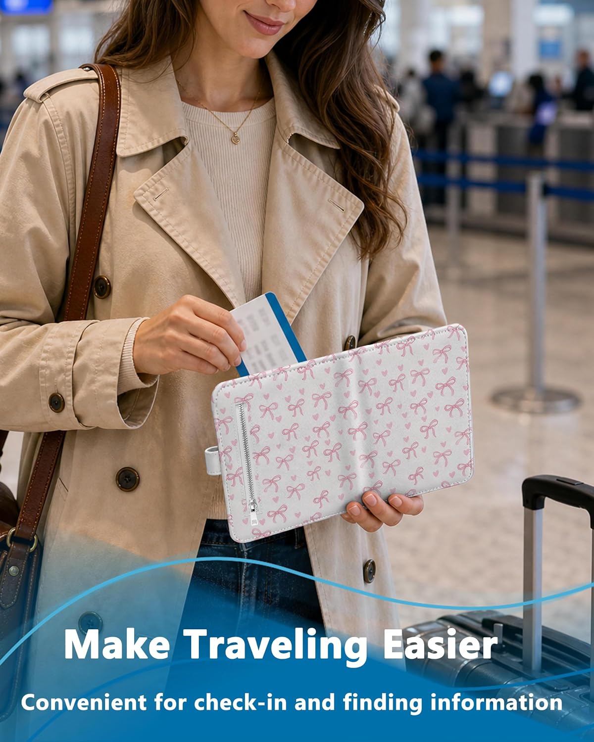 RFID Passport Holder with Tracker Slot, Leather Travel Wallet