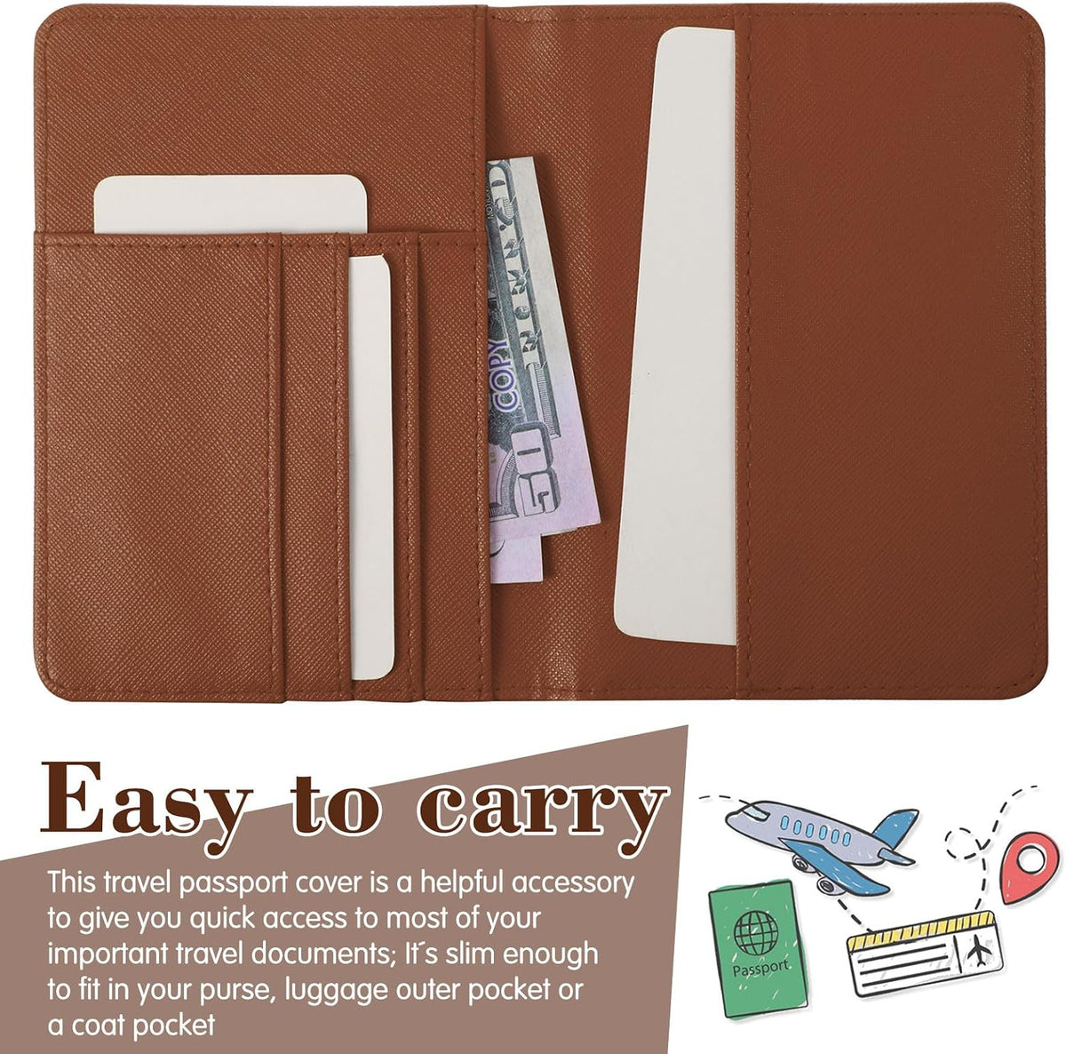 Frienda 2 Pcs Passport Holder Covers Waterproof Leather
