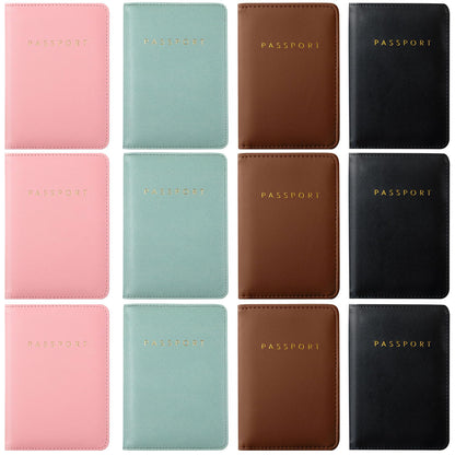 MotiMind 12 Pcs Passport Holder Cover Waterproof Leather Travel Wallet Passport Case for Women Men Family (White, Gray)