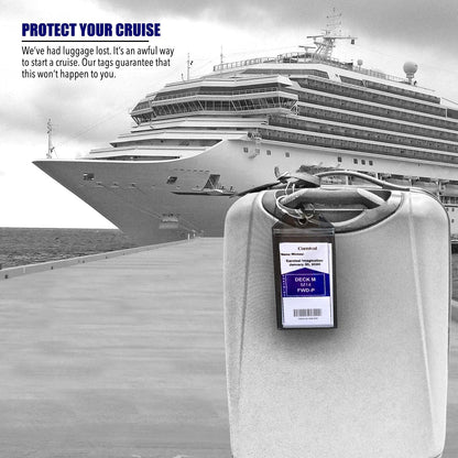 Cruise On Carnival & Seabourn Luggage Tag Holders (4 Pack), Clear, Durable