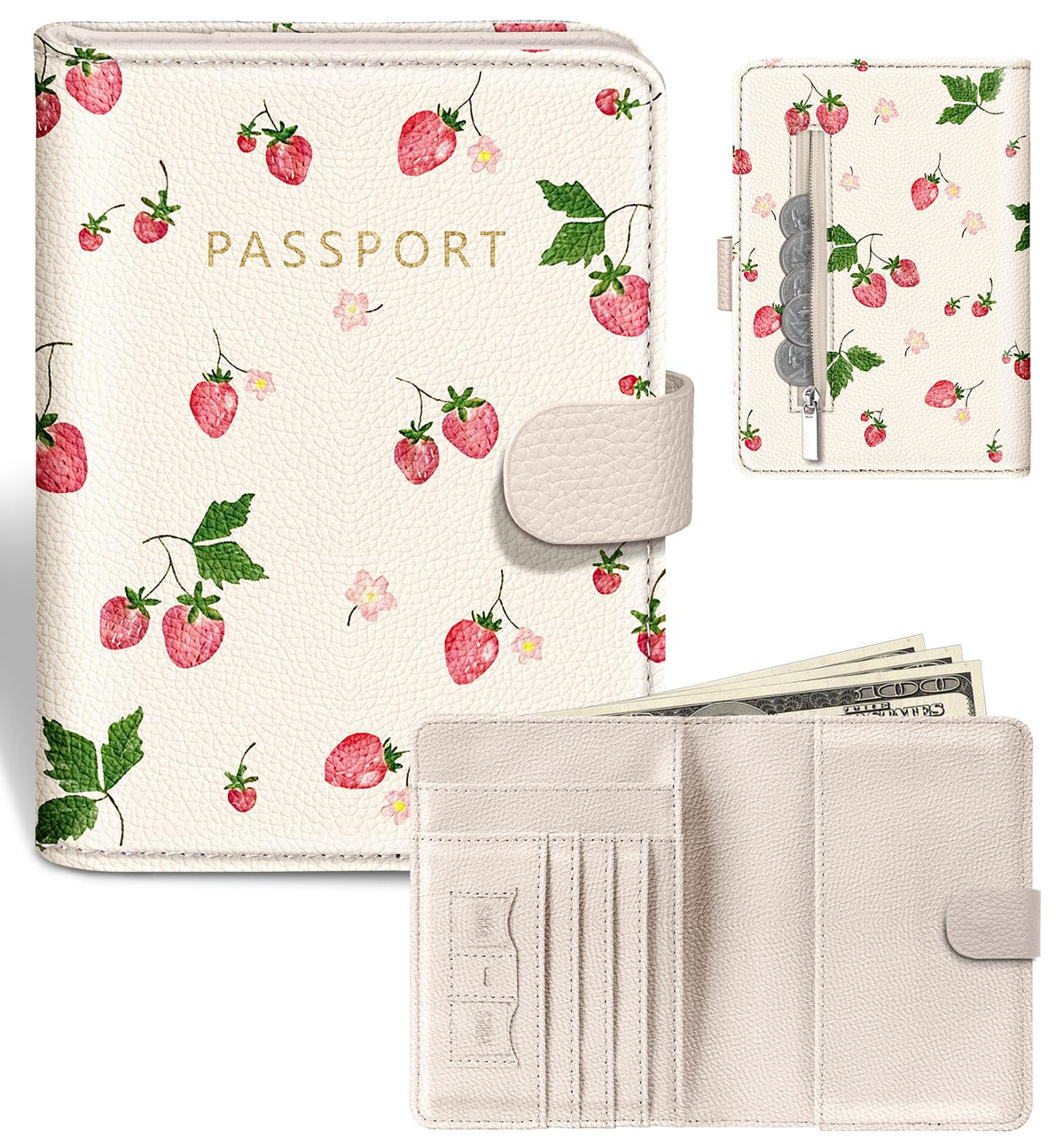 Slohif Passport Holder Cover Wallet Case for Travel Women - Leather RFID Blocking Passport Book Multiple Personalized Organizer Slim Portable Carrier Card Slots Protector Sleeve Stamp