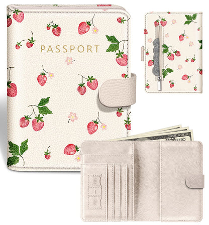 Slohif Passport Holder Cover Wallet Case for Travel Women - Leather RFID Blocking Passport Book Multiple Personalized Organizer Slim Portable Carrier Card Slots Protector Sleeve Stamp