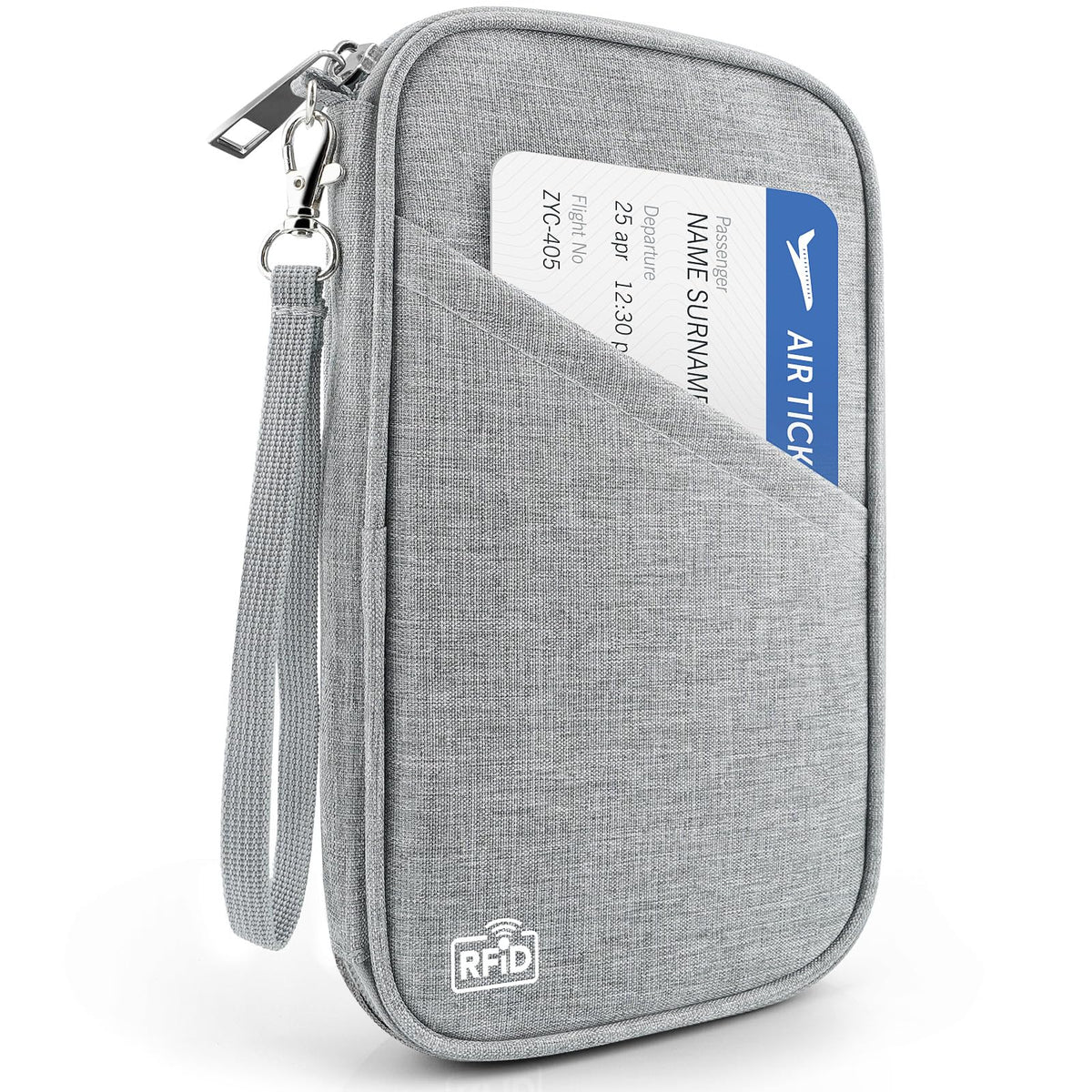 Passport Holder Family RFID Travel Document Organizer for Women Waterproof Passport Wallet Men Portable Case for Cards, Boarding Pass, ID, Money, Tickets with Zipper