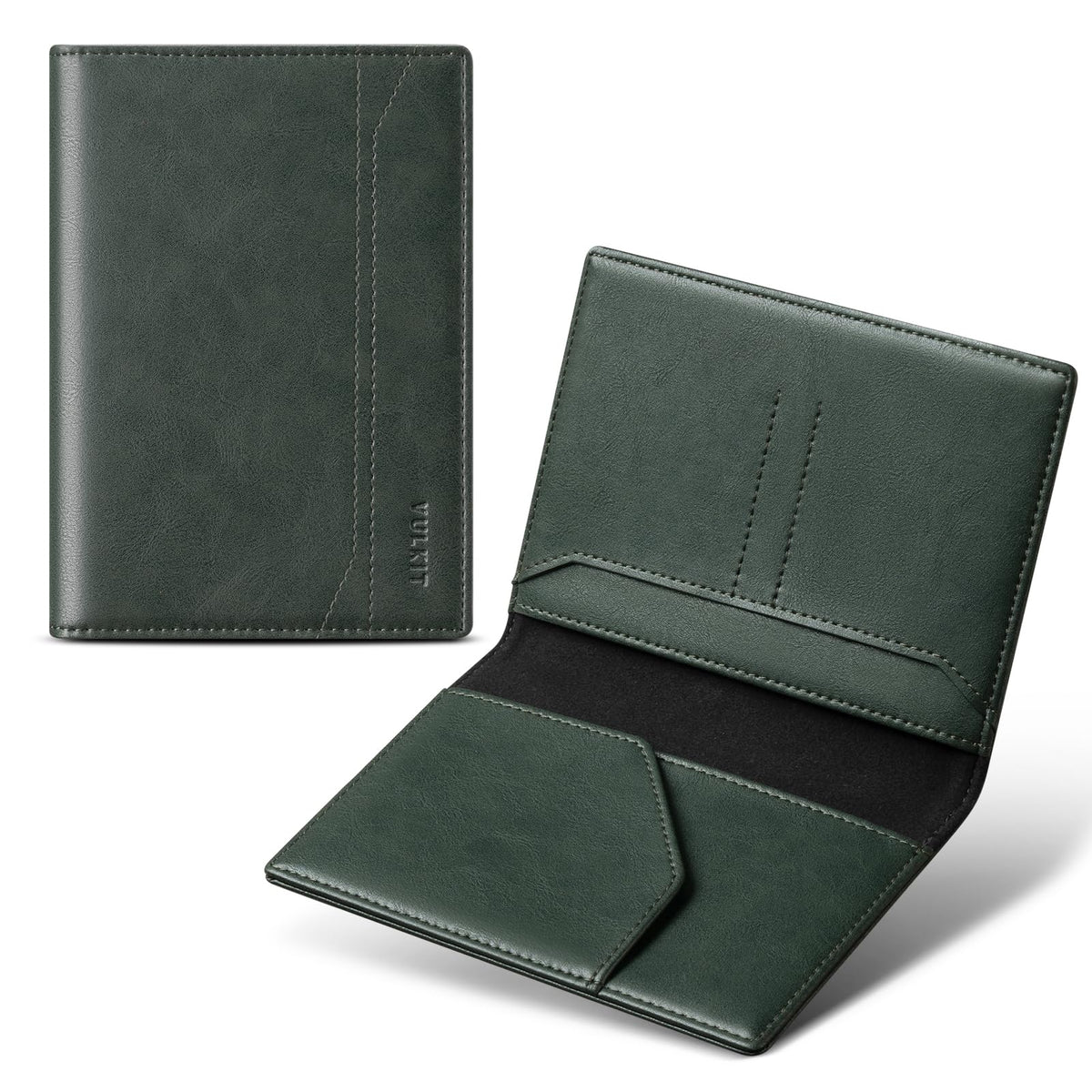 VULKIT Passport Holder for Travel, Rfid Blocking Passport Cover, Slim Travel Wallet for Men & Women, Charcoal Black