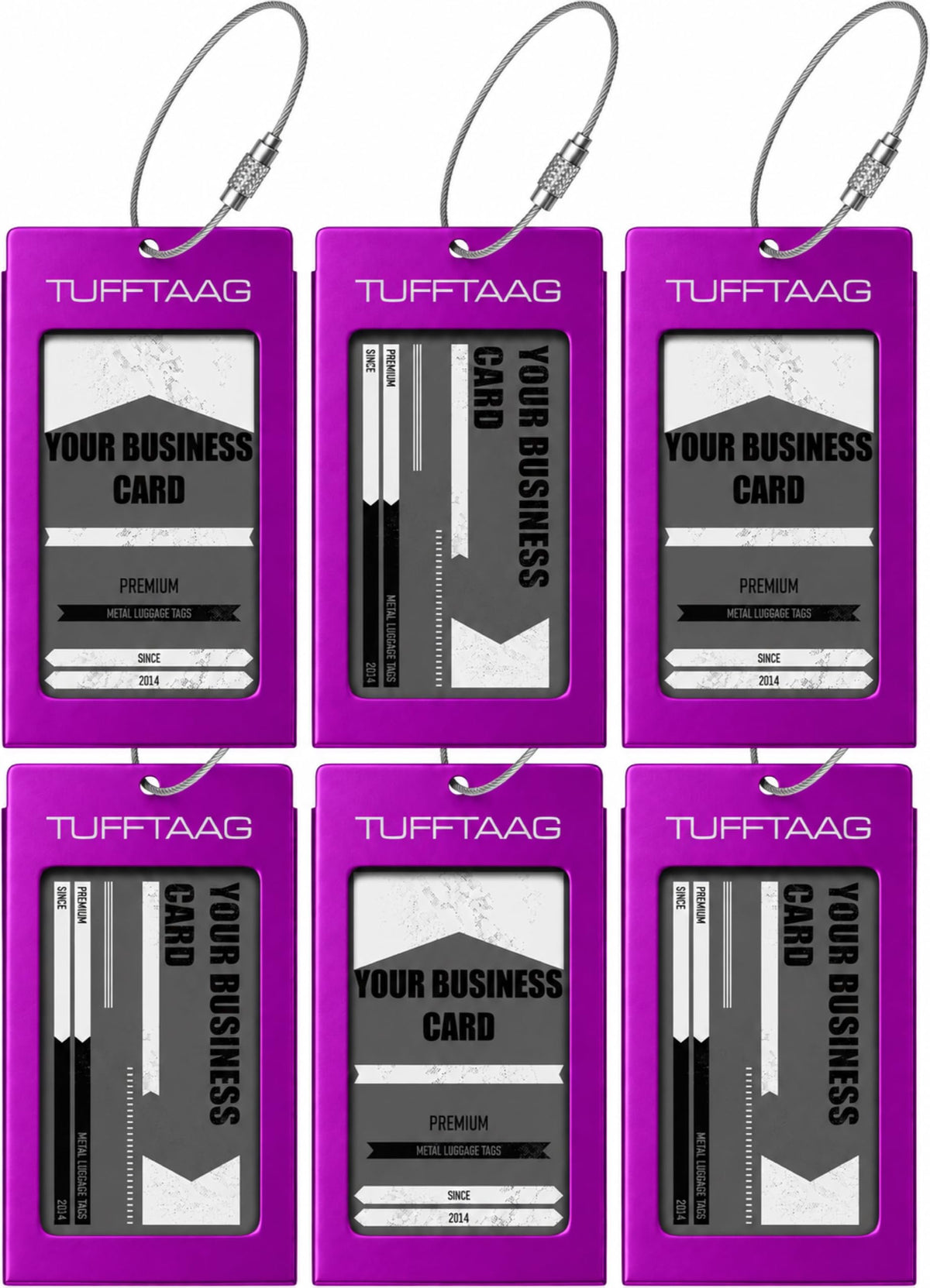 Luggage Tags Business Card Holder by TUFFTAAG - Durable Travel ID Bag Tag, Gunmetal, 2 Tags