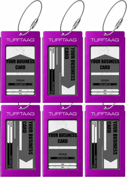 Luggage Tags Business Card Holder by TUFFTAAG - Durable Travel ID Bag Tag, Gunmetal, 2 Tags