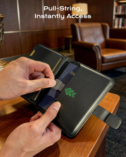 Stouchi AirTag Passport Holder with Pull Strap, RFID Blocking Magnetic Case