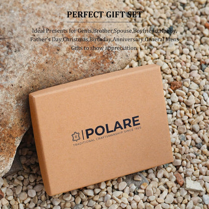 Polare Slim RFID Blocking Leather Passport Holder Travel Bifold Wallet For Men