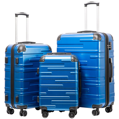 Coolife Hardside ABS Luggage, TSA Lock, Spinner Wheels, 3-Piece Set