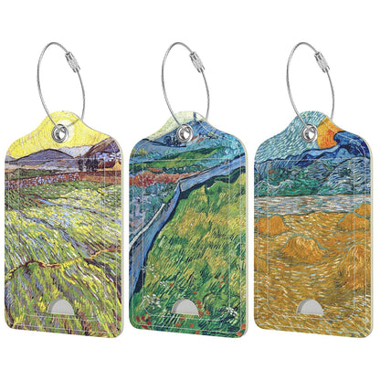 Rimilak 3 Pcs PU Leather Luggage Tags with Privacy Flap, Name ID Label