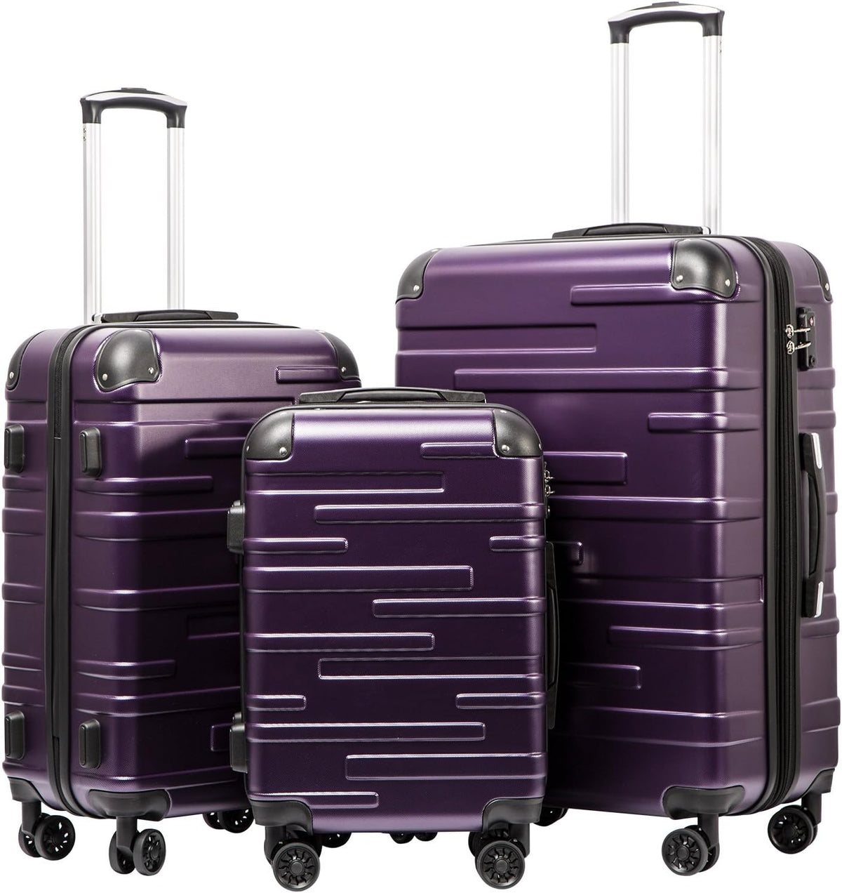 Coolife Hardside ABS Luggage, TSA Lock, Spinner Wheels, 3-Piece Set