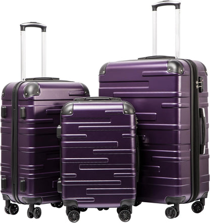 Coolife Hardside ABS Luggage, TSA Lock, Spinner Wheels, 3-Piece Set