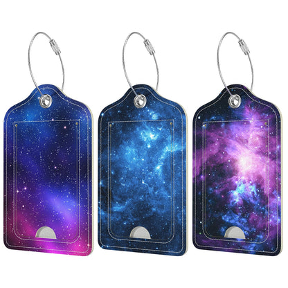 Rimilak 3 Pcs PU Leather Luggage Tags with Privacy Flap, Name ID Label