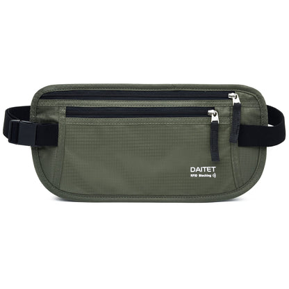 Money Belt - Passport Holder Secure Hidden Travel Wallet with RFID Blocking, Undercover Fanny Pack (Black)