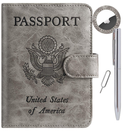 Airtag Passport Holder Cover Wallet RFID Blocking, Travel Essentials