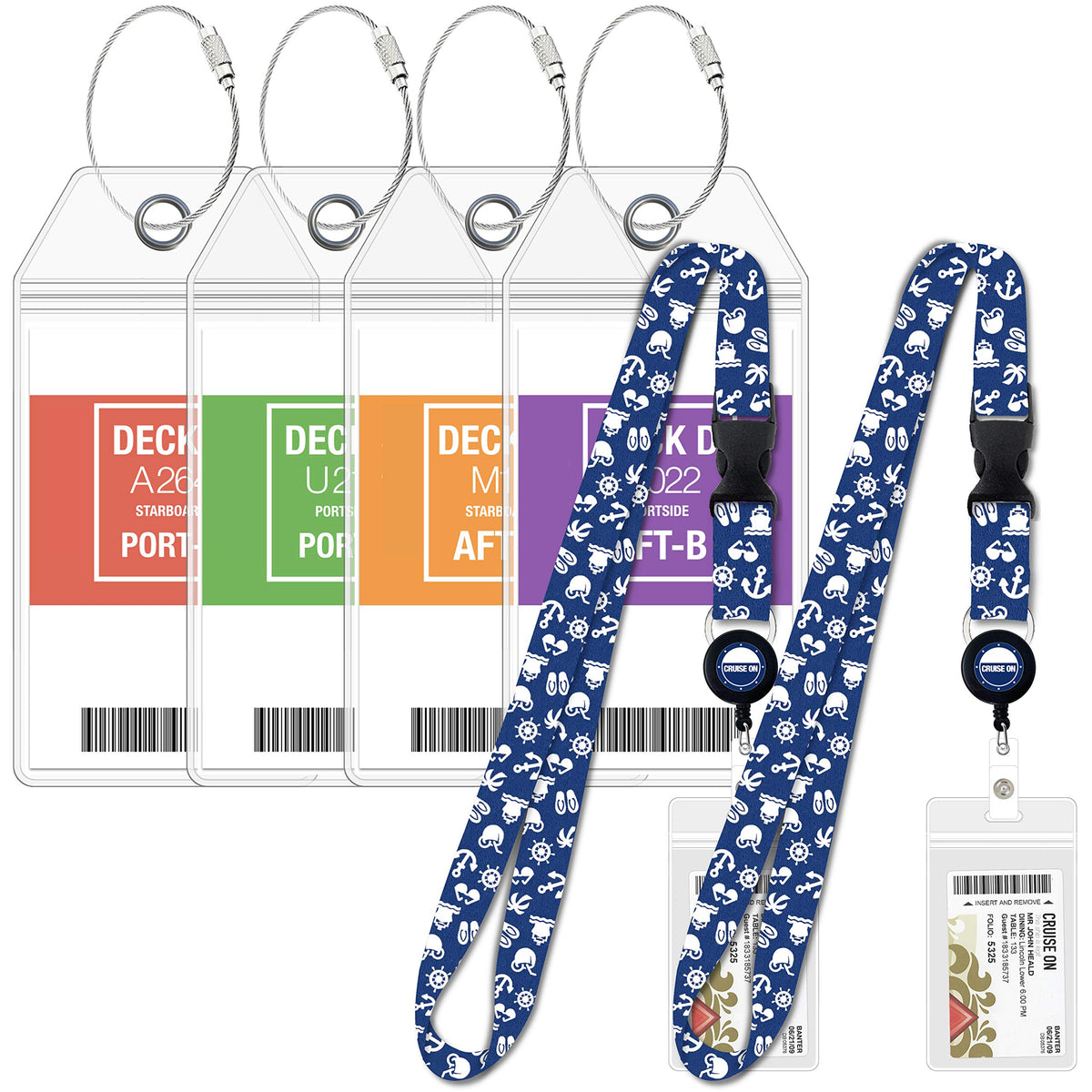 Cruise On Carnival & Seabourn Luggage Tag Holders (4 Pack), Clear, Durable